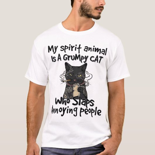 T-shirt mon animal d'esprit est un chat grincheux qui s'ag (Devant)
