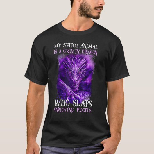 T-shirt Mon Animal D'Esprit Est Un Dragon Grumpy (Devant)