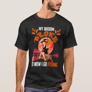 T-shirt Mon balai est cassé alors je vais à la pêche Hallo