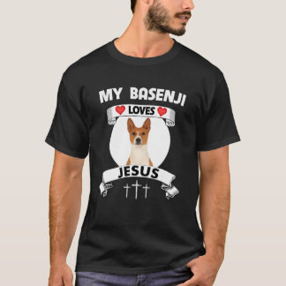 T-shirt Mon Basenji aime Jésus chrétien mignon Famille Chi