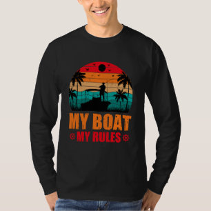 T-shirt Mon Bateau Mes règles Amateurs de pêche Coucher de