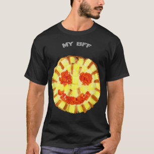 T-shirt MON BFF Smiling Pizza Yummy Funny Humour alimentai