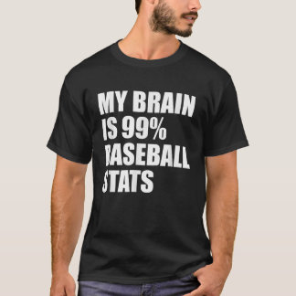 T-shirt Mon Cerveau Est 99 Statistiques Baseball Coach Cat