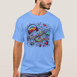 T-shirt Mon cerveau sur la musique ressens le rythme drôle