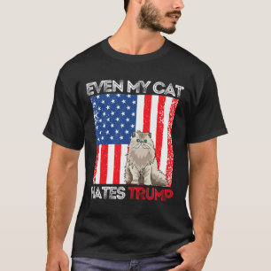T-shirt Mon chat déteste Trump contre Trump American Flag 