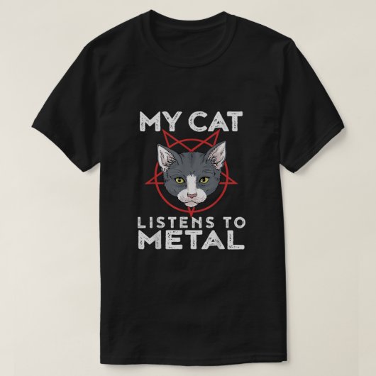 T-shirt Mon Chat Écoute Le Métal (Design devant)