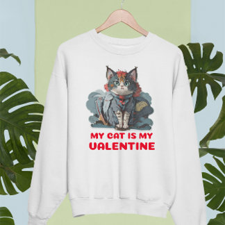 T-SHIRT MON CHAT EST MA VALENTINE. ANTI-VALENTINE