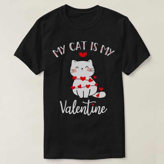 T-shirt Mon Chat Est Mon Amoureux des chats Valentin Cool  (Design devant)