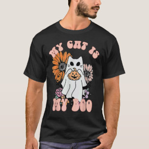 T-shirt Mon chat est mon Boo Groovy Fantôme Chat effrayant