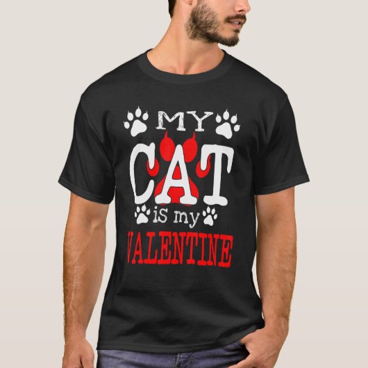 T-shirt Mon chat est mon Saint-Valentin (Devant)