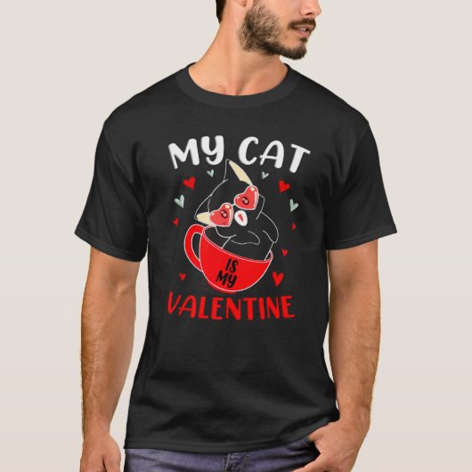 T-shirt Mon chat est mon Valentin (Devant)