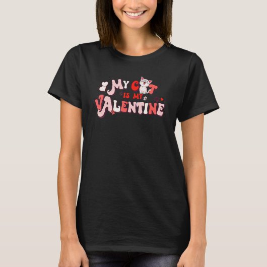 T-shirt Mon chat est mon Valentin, drôle de Saint-Valentin (Devant)