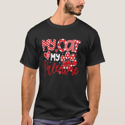 T-shirt Mon chat est mon Valentin drôle de Saint-Valentin (Devant)