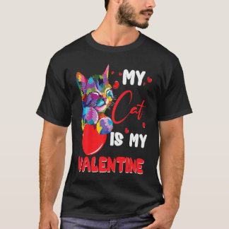 T-shirt Mon chat est mon valentin Kitten  Cœur Saint-Valen