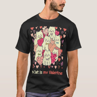 T-shirt Mon chat est mon Valentin Mignon chat jaune Cœurs