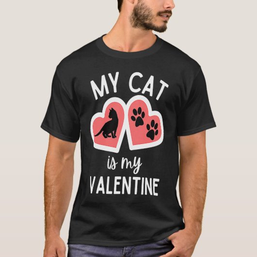 T-shirt Mon chat est mon Valentin Saint Valentin (Devant)