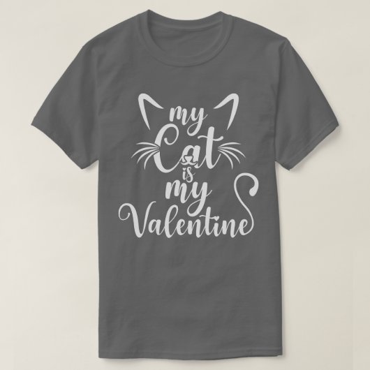 T-shirt Mon Chat Est Mon Valentine Kitten Lover Coeur Vale (Design devant)