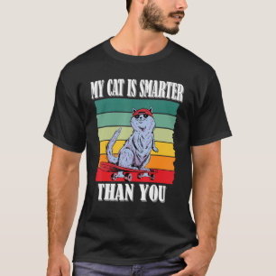 T-shirt Mon chat est plus intelligent que toi, drôle mème
