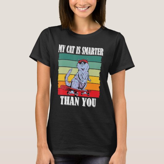 T-shirt Mon chat est plus intelligent que toi, drôle mème (Devant)