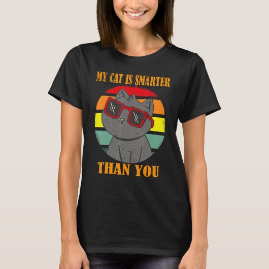 T-shirt Mon chat est plus intelligent que vous, drôle mème (Devant)