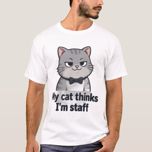 T-shirt Mon chat pense que je suis l'employé (Devant)