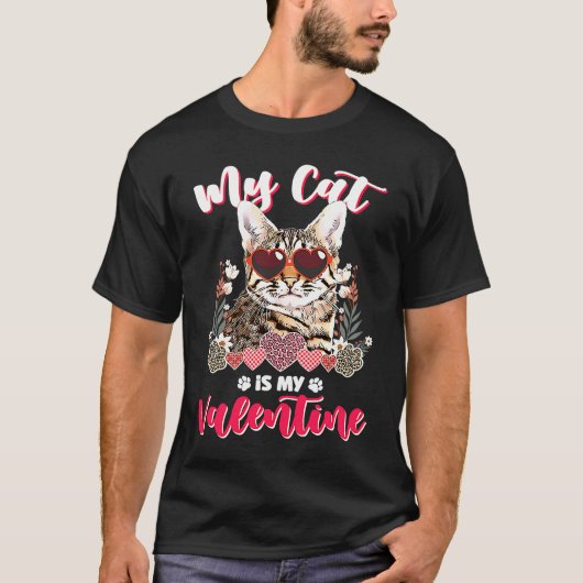 T-shirt Mon chat Savannah est mon Valentin (Devant)