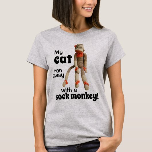 T-shirt Mon chat s'est enfui avec un singe en chaussette ! (Devant)