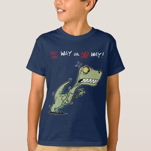 T-shirt Mon chemin ou pas ! Angry Dinosaur Fun Kids (Devant)
