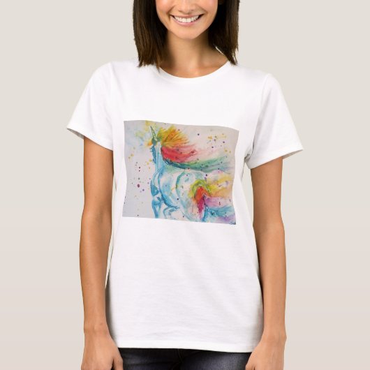 T-shirt Mon cheval est une licorne d'aquarelle femme T shi (Devant)