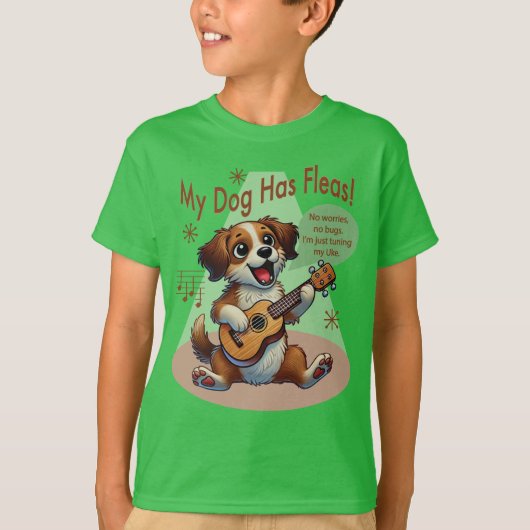 T-shirt Mon chien a des puces chanson d'accordage ukulélé (Devant)