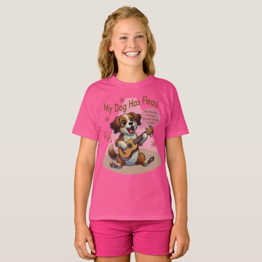 T-shirt Mon Chien A Fleas Ukulele Tuning Chanson (Devant entier)