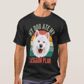 T-shirt Mon chien a mangé mon plan de leçon Rétro Samoyed  (Devant)
