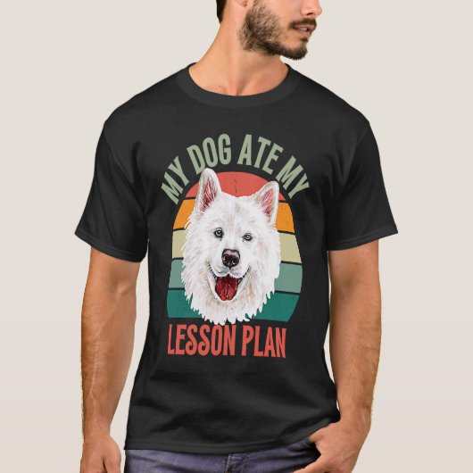 T-shirt Mon chien a mangé mon plan de leçon Rétro Samoyed  (Devant)