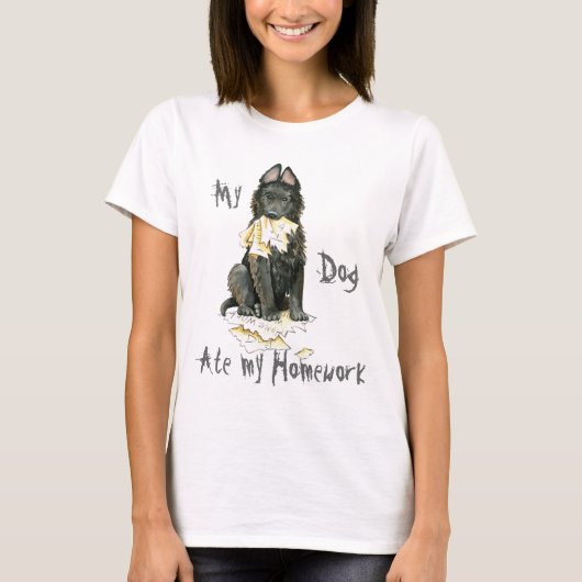 T-shirt Mon chien de garde belge a mangé mes devoirs (Devant)