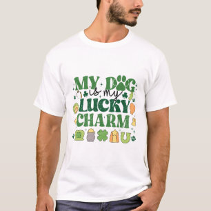 T-shirt Mon chien est mon porte-bonheur trèfle jour de la