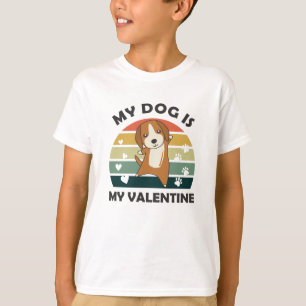T-shirt Mon Chien Est Mon Valentine Sweet Brown Beagle Amo