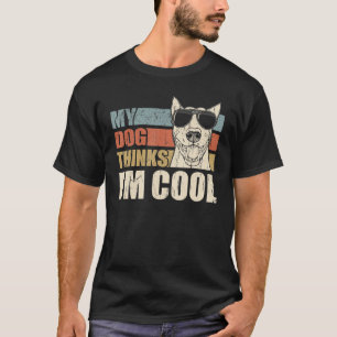 T-shirt Mon chien pense que je suis cool Bull Terrier Rétr