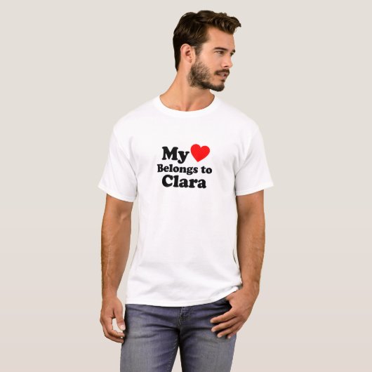 T-shirt Mon coeur appartient à Clara (Devant entier)