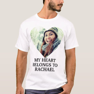 T-shirt Mon coeur appartient à la photo de coeur de Nom Pe