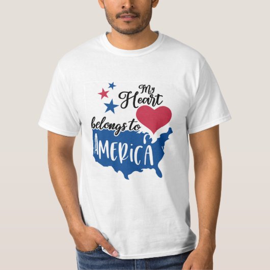 T-shirt Mon coeur appartient à l'Amérique patriotique (Devant)