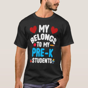 T-shirt Mon Coeur Appartient À Mes Étudiants Pré-K De Reto