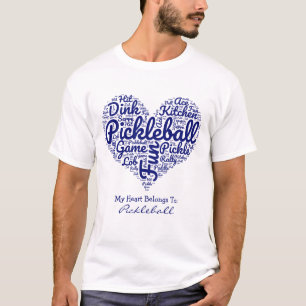 T-shirt Mon Coeur Appartient À Pickleball Word Art Text