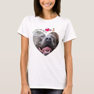 T-shirt Mon coeur appartient à Pitbull chien photo personn