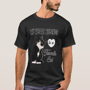 T-shirt Mon cœur appartient à un chat smoking Cadeau amate