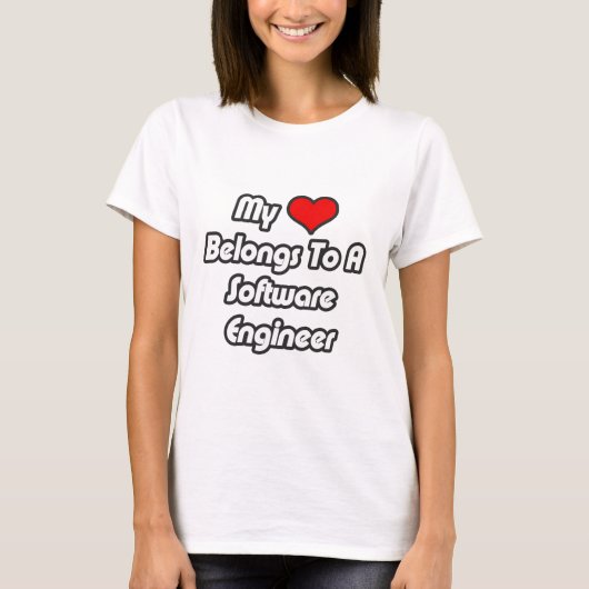 T-shirt Mon Coeur Appartient À Un Ingénieur Logiciel (Devant)