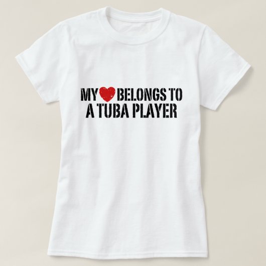 T-shirt Mon Coeur Appartient À Un Joueur Tuba (Design devant)