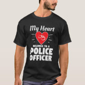 T-shirt Mon Coeur Appartient À Un Officier De Police, Un M (Devant)