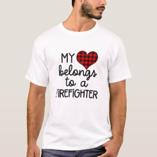 T-shirt Mon Coeur Appartient À Un Pompier Pour Pompier
