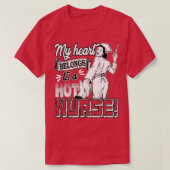 T-shirt Mon coeur appartient à une infirmière J'aime mon i (Design devant)