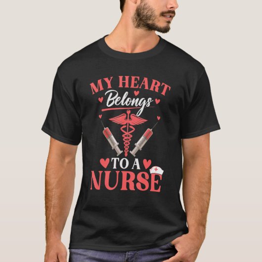 T-shirt Mon Coeur Appartient À Une Infirmière Mignonne Fem (Devant)